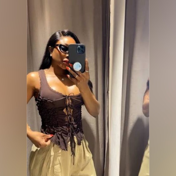 Ruffled Pink Lace-Up Bodysuit - Picture 15 of 16